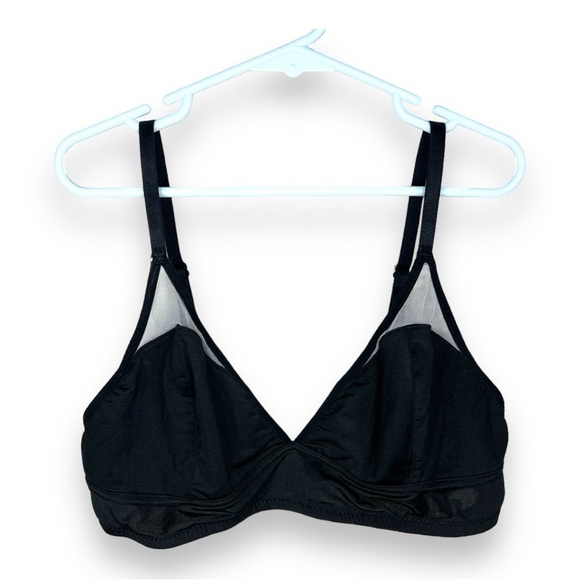 LARGE UNDERELLA BY ELLA MOSS BLACK BRALETTE IVORY MESH PANEL ACCENT STRETCH - Picture 1 of 9